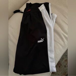 Puma Black & White Side-Stripe Joggers Pants workout gear